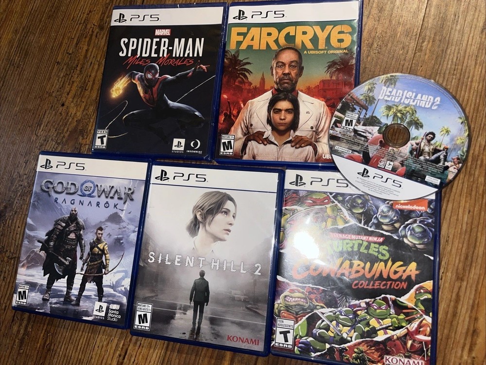 PS5 Game Bundle Lot Of 6 - Silent Hill God Of War TMNT Spider-Man Far Cry