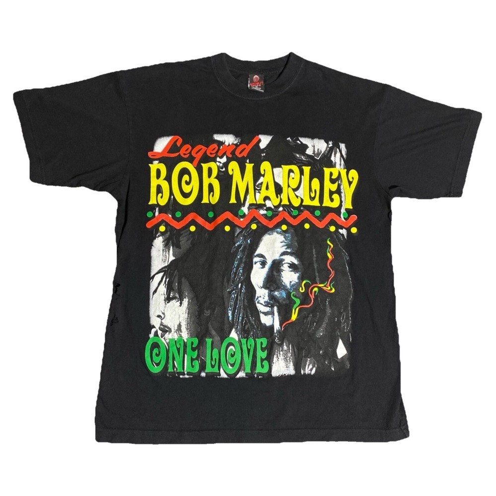 Vintage Bob Marley Shirt Black Medium M 90s Big Graphic Rare Flaws Rap Tee Y2K