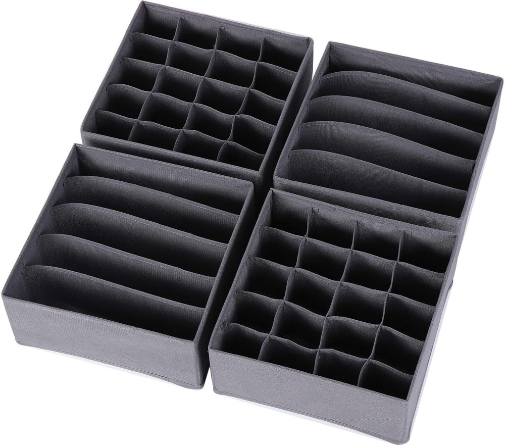 4 Pack Foldable Cloth Storage Box Closet Dresser Drawer Organizer Fabric Baskets