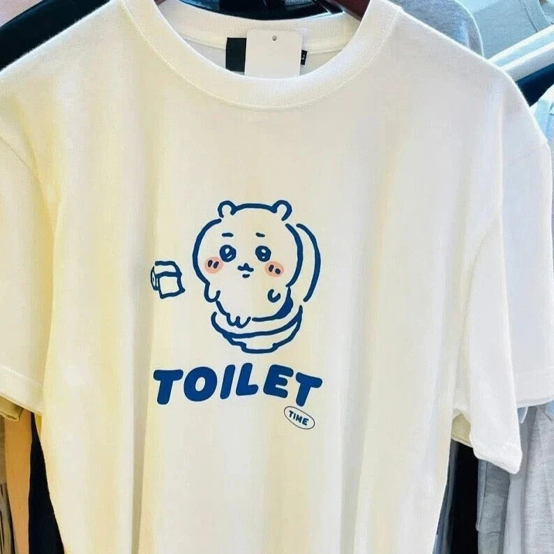 Chiikawa Sanrio Japanese Funny Toilet Meme Tee Short Sleeve Unisex Shir