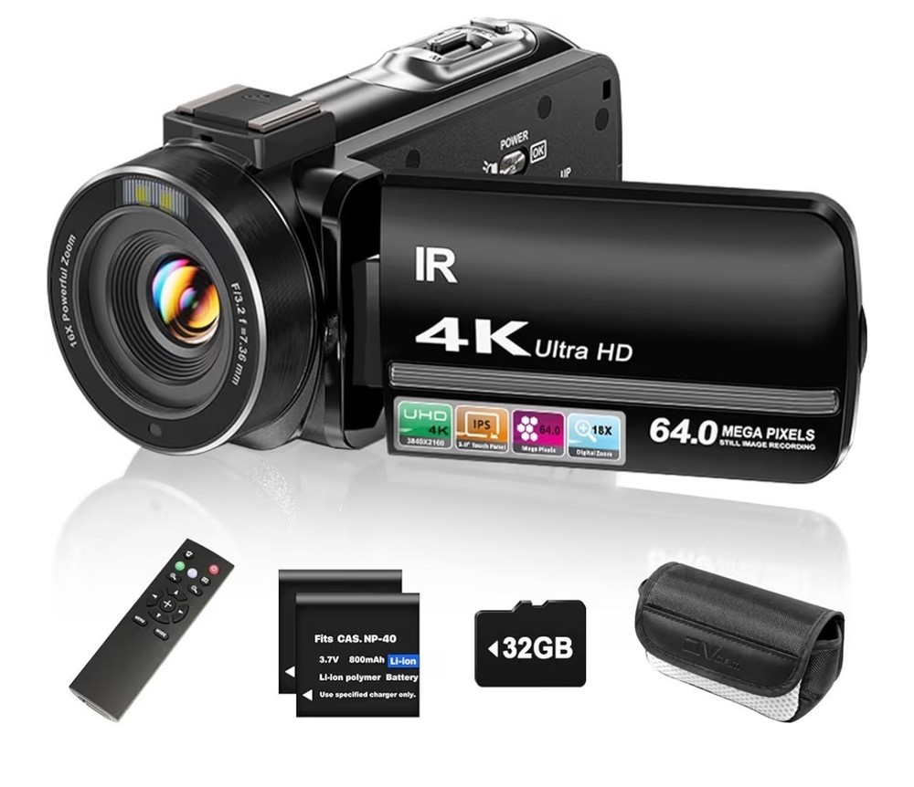 ZYDIIE 4K Video Camera Camcorder UHD 64MP Vlogging Camera for YouTube 18x