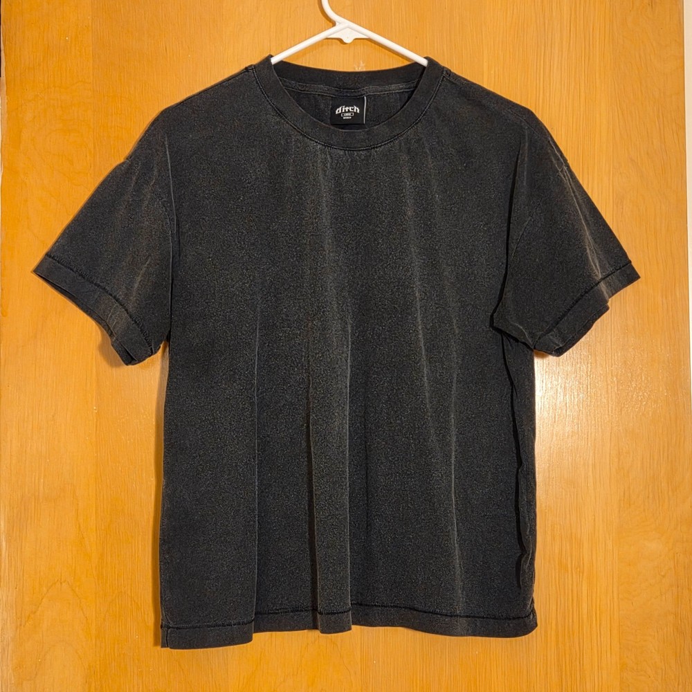DITCH LA Short Sleeve T-Shirt Mens L Solid Coal Black Streetwear Skater Logo USA
