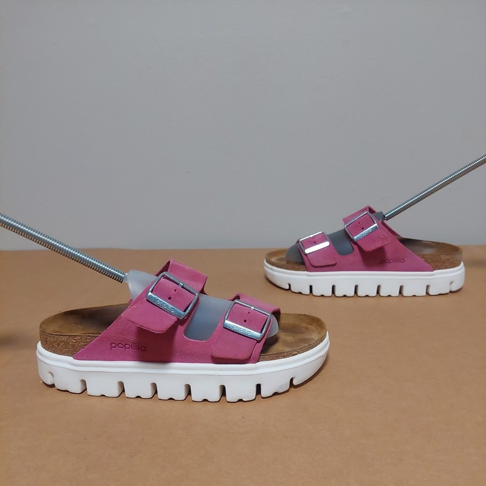 BIRKENSTOCK PAPILLIO ARIZONA CHUNKY SUEDE FUCHSIA TULIP SIZE 7 (L7 ) EU 38
