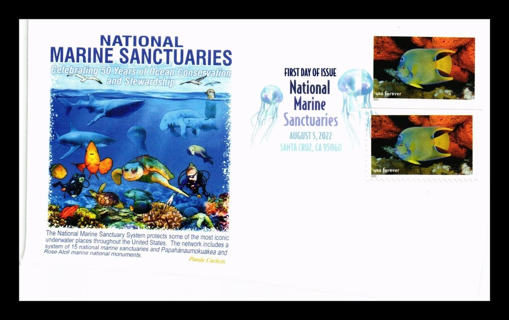 Dr Jim Stamps Us Cover National Marine Sanctuaries Imperforate Fdc Combo
