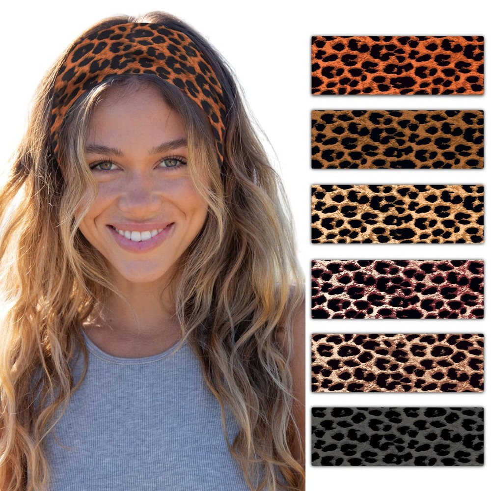 Headbands for Women Leopard Trendy Cheetah Wide Head Bands for Women's Hair Non