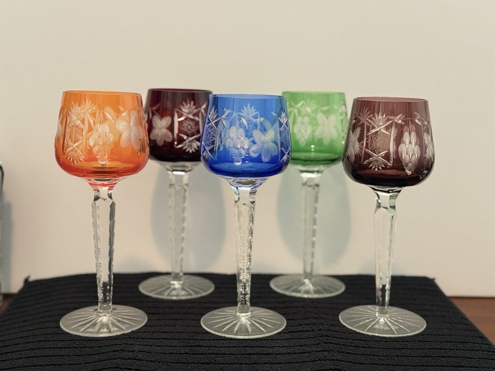 Nachtmann Traube Cut to Clear Crystal Hock Wine Glass, VGC Set Of 5