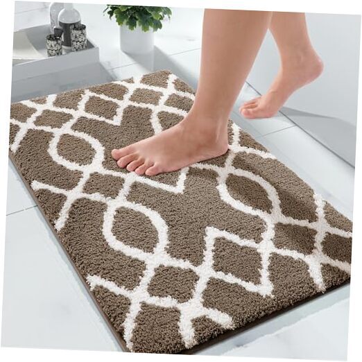 Bathroom Rugs Super Soft Thick Plush Bath Mat, Non-Slip, 24 x 17 Inch Brown