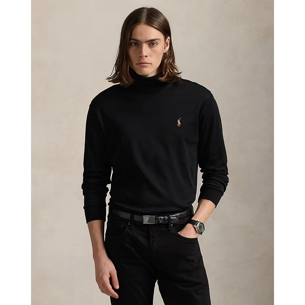 Polo Ralph Lauren Soft Cotton Turtleneck Shirt Mens XL Black Classic Preppy NWT