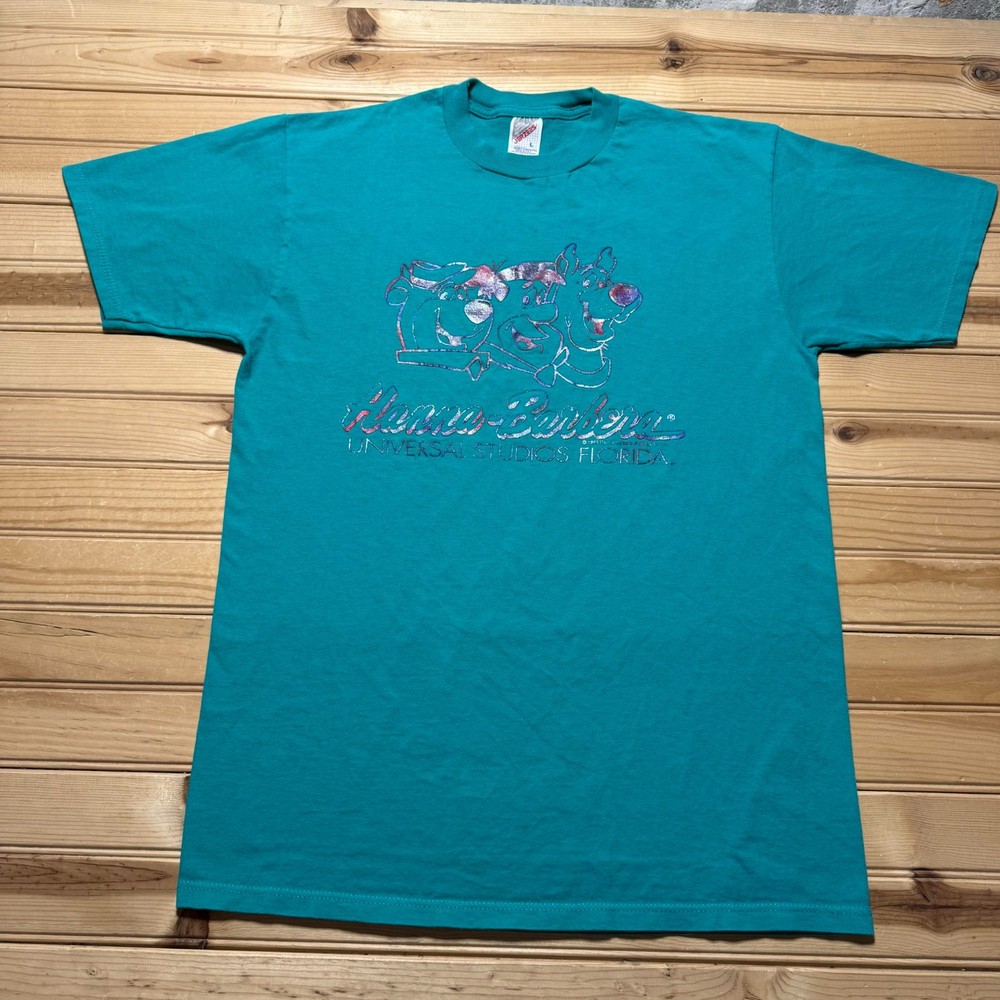 Vintage 1990 Hanna-Barbera Universal Studios Florida Glitter Cartoon Shirt Large