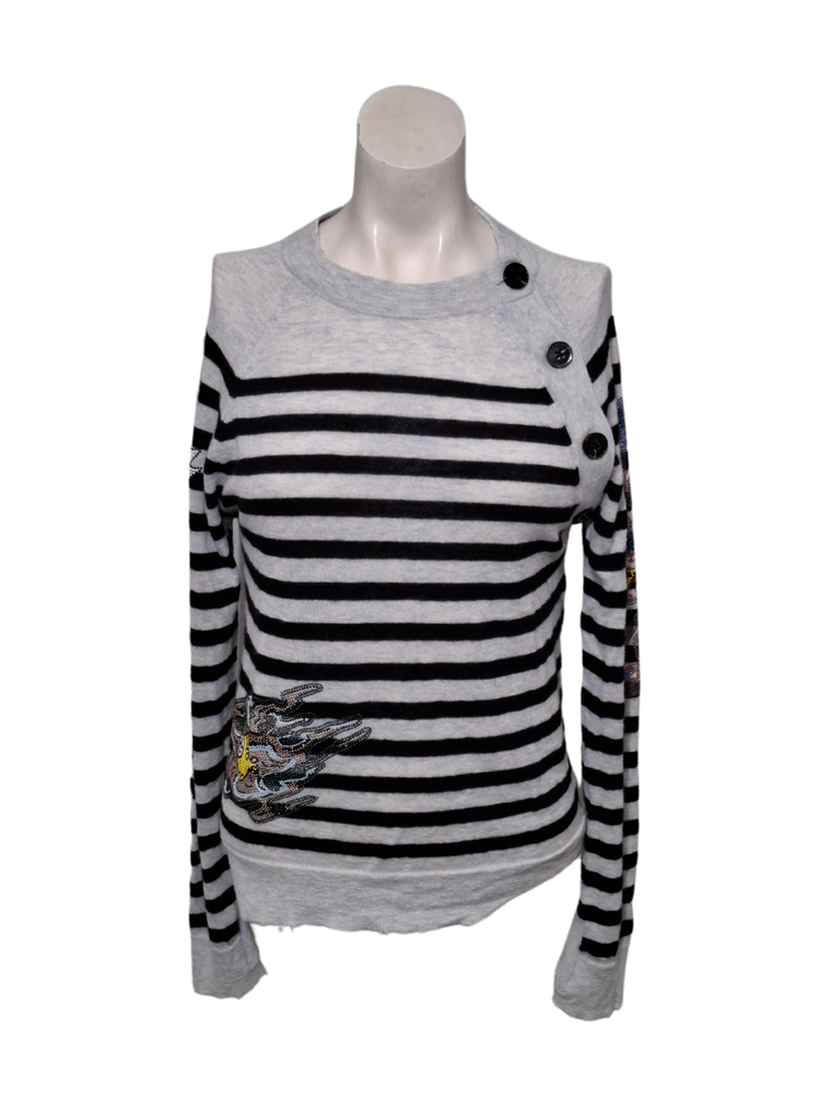 ZADIG & VOLTAIRE Vintage Glitter-Embroidered Blouse, Size S