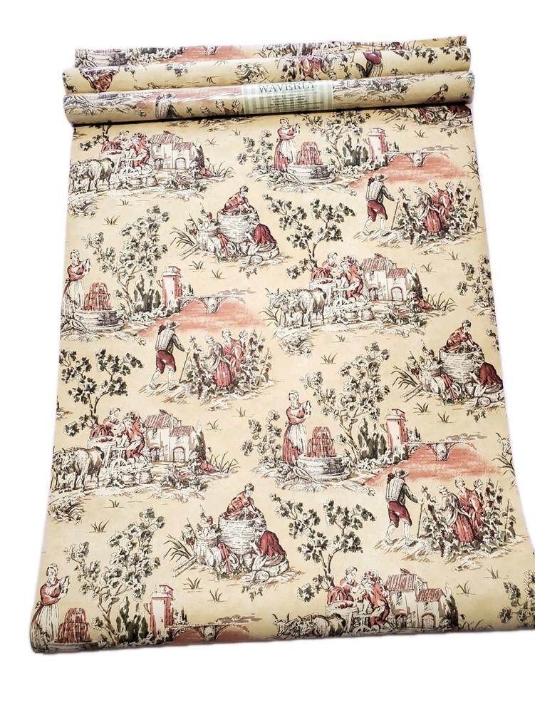 Vintage Waverly Wallpaper Lot of 3 Double Rolls – French Country Toile