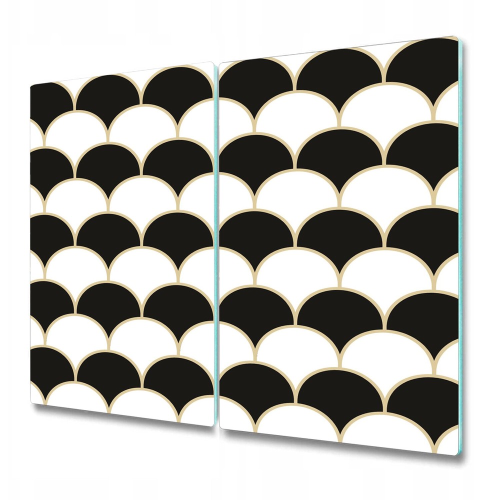 Glass Chopping Cutting Board Scallop Black and white Geometric Regular modern