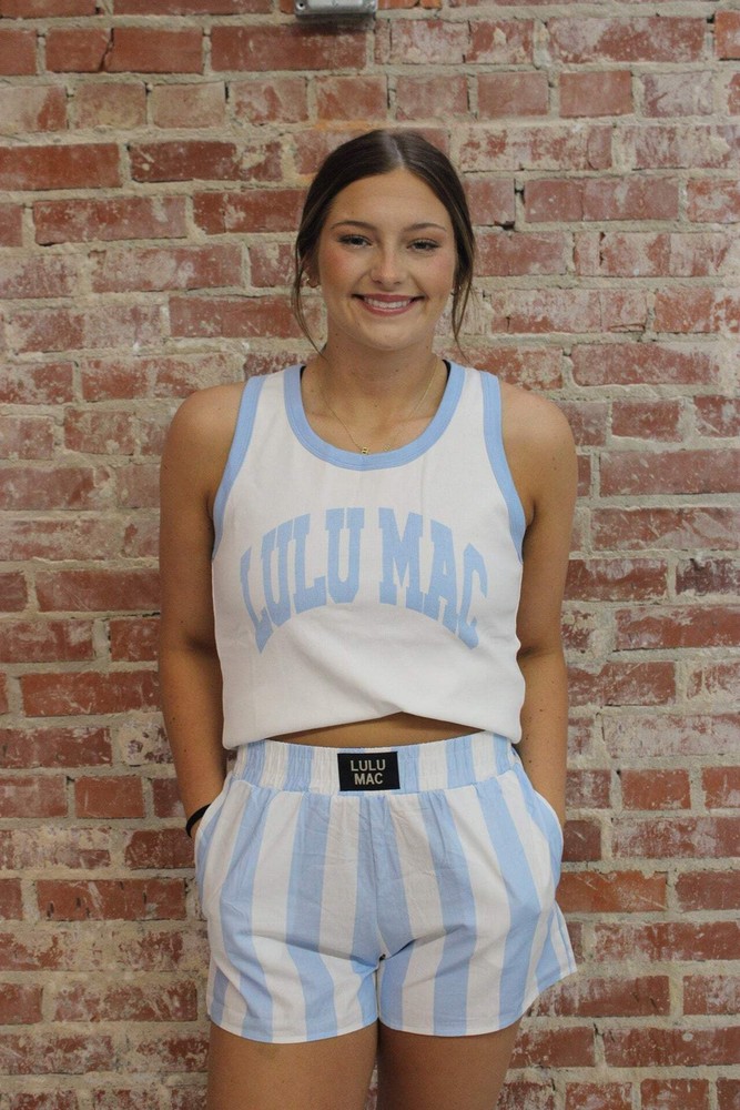 Lulu Mac TK 1000 Light Blue Letter Tank Top
