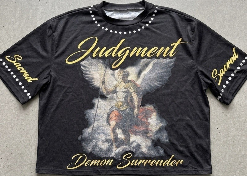 Judgment Angel Graphic T Shirt Cropped Black Demon Surrender Streetwear