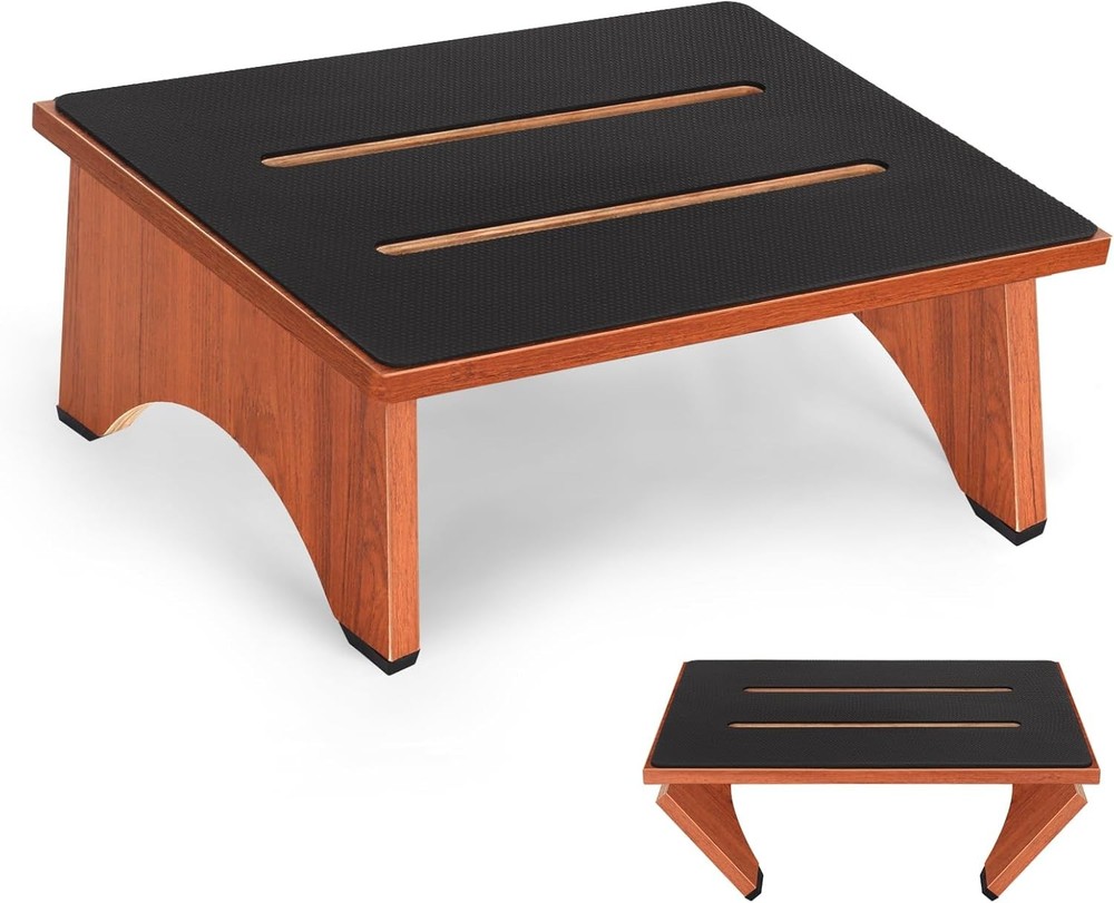 Foldable Wooden Step Stool with Non-Slip Rubber Feet for Safe and Compact Storage