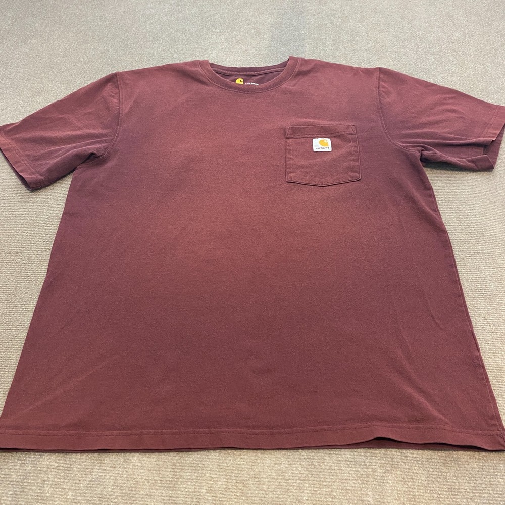 Carhartt Shirt Mens L Faded Red Distressed Y2K Original Fit Short Sleeve Grunge