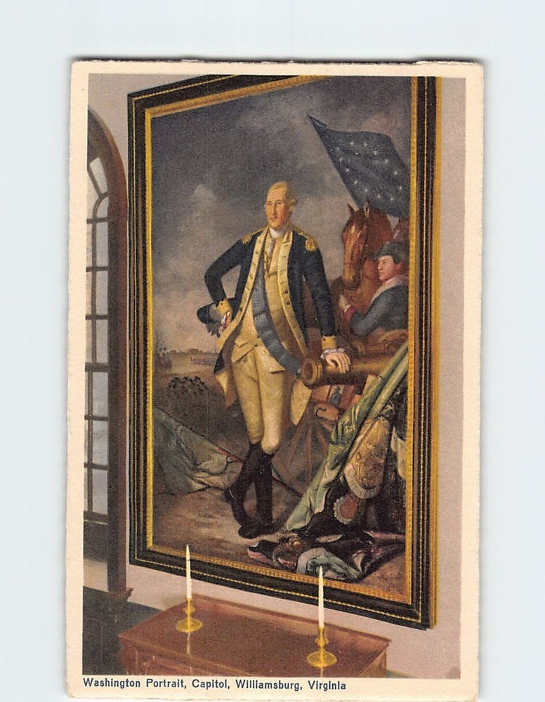 Postcard Washington Portrait Capitol Williamsburg Virginia USA