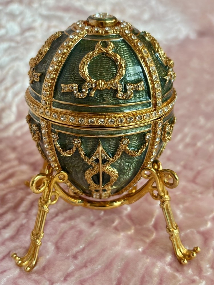 Faberge Imperial Rosebud Egg Green with Original Box and COA