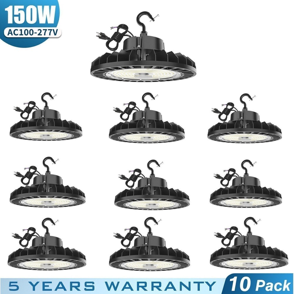 10 PACK 150W UFO Led High Bay Light Industrial Warehouse  Shop Lighting 5000K