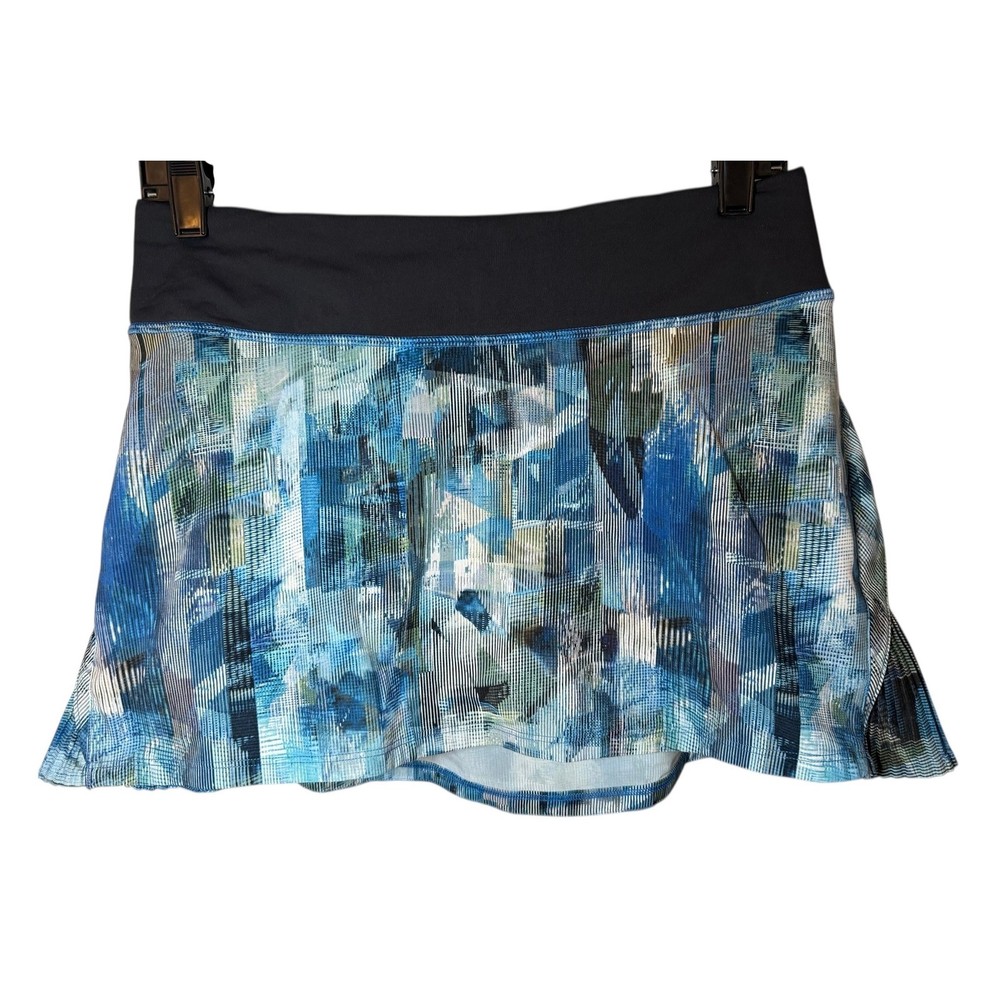 Lululemon Pace Rival Skirt Womens 6 Reg Blue Abstract Print Tennis Running Skort