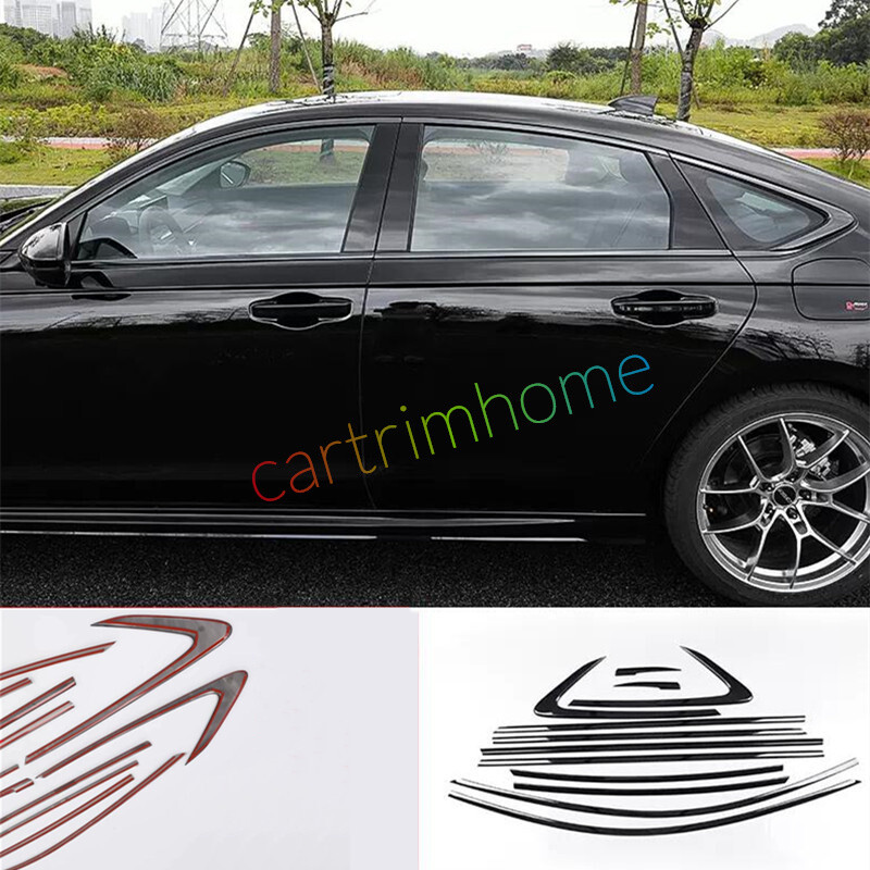 For Honda Accord 2023 2024 Car Window Molding Trim Black Stainless Strip 12pcs
