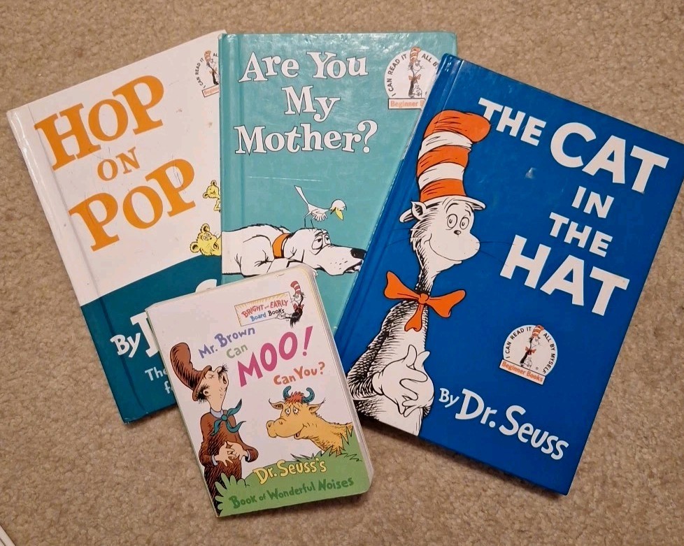 Vtg Lot Of 4 Dr Seuss Books Hop On Pop/Are You My Mother/Cat In The Hat/Mr Brown