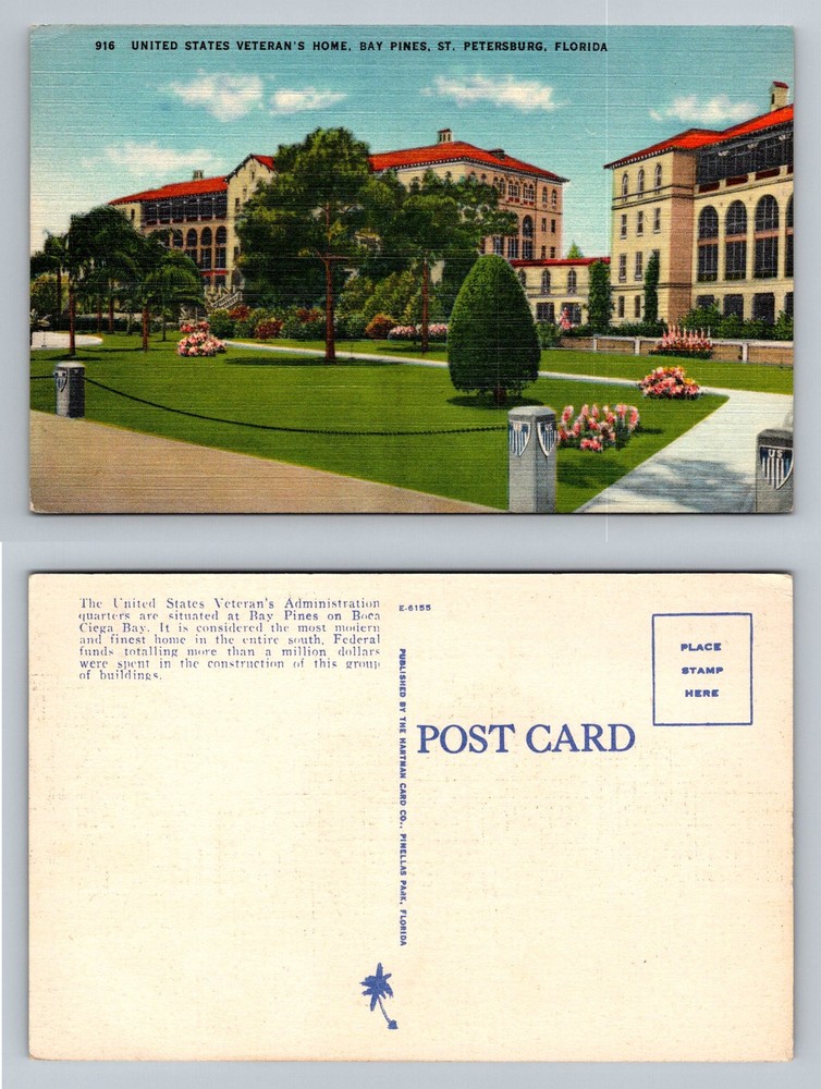 St Petersburg, FL-Florida, US Veterans Home Bay Pines Grounds Vintage Postcard