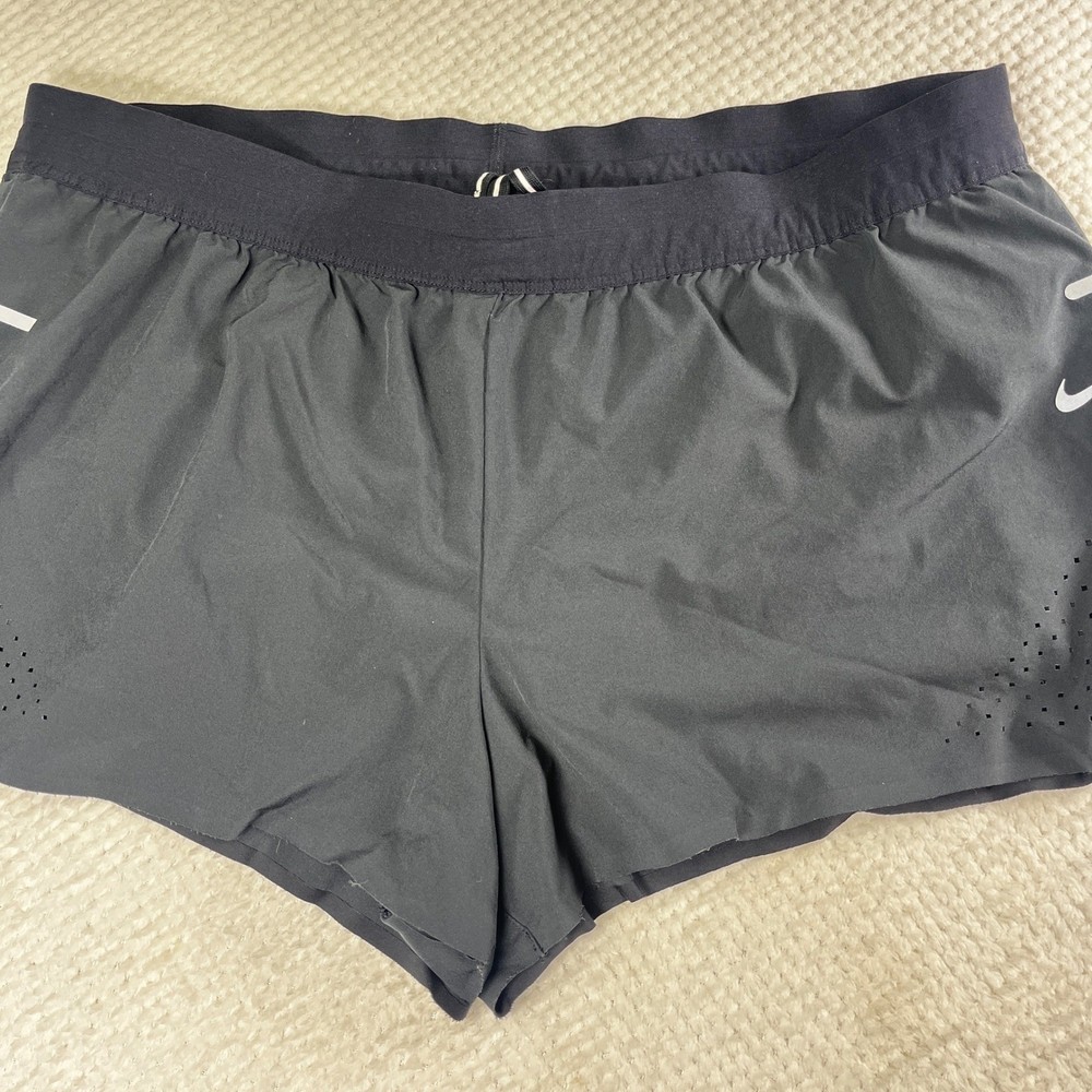 Nike Dri-FIT Running Shorts Women's Large Gray Reflective Stripe Athletic