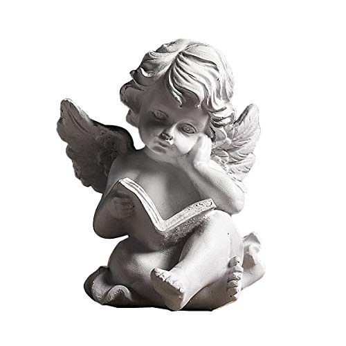 RealIdeas Reading Book Angel Statue with Cherub Wings -