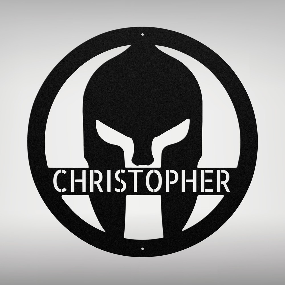 Personalized Spartan Helmet Metal Sign Custom Decor Gift for Home or Office