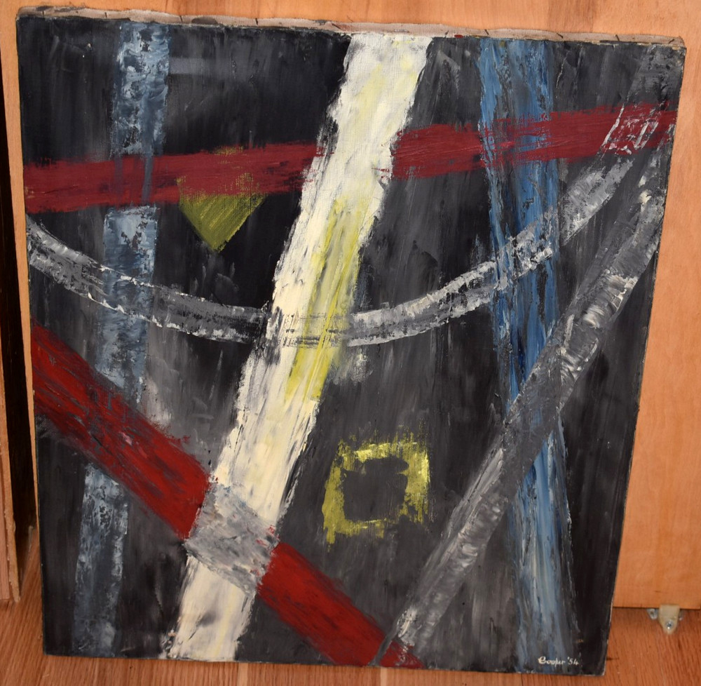 Vintage 1954 Boston Mid Century Abstract Painting Edward Cooper 20x25
