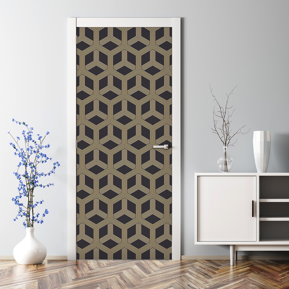 Geometric Bubble-Free Door Sticker Minimalist Wall Decor