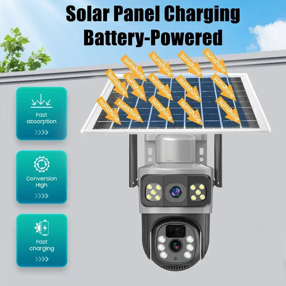 Solar WiFi Camara De Seguridad 9MP Para Exterior Inalambricas Vision Nocturna HD
