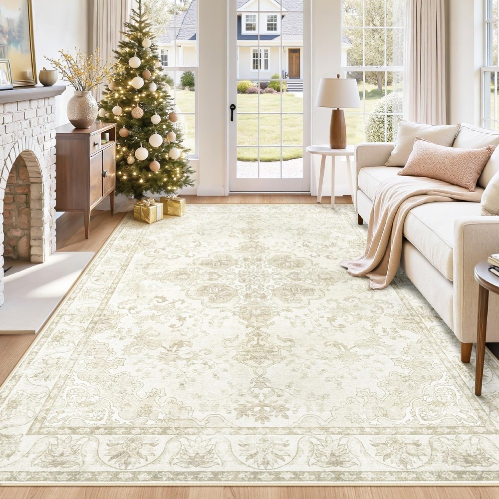 6x9 Area Rugs for Living Room: Washable Vintage Floral Rug Soft Non-Slip Rugs...