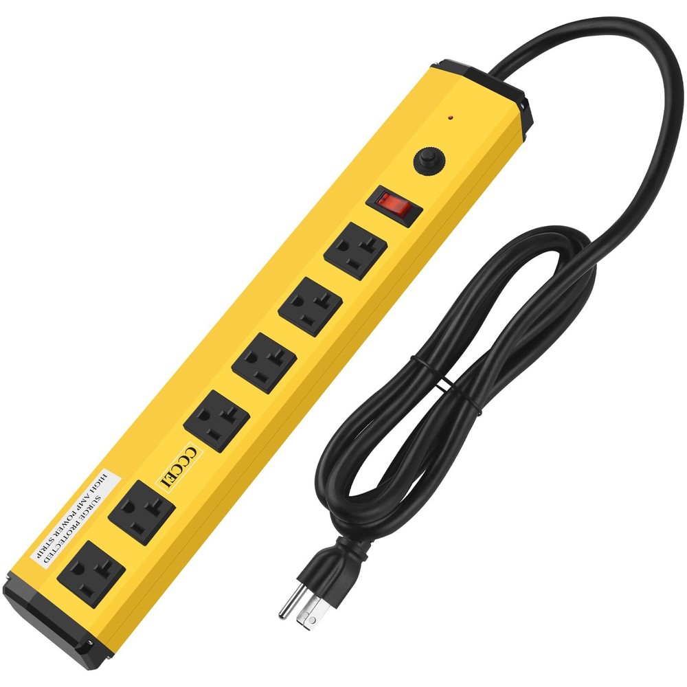 Heavy Duty Power Strip Surge Protector 20 Amp, High Amp Industrial Garage Met...