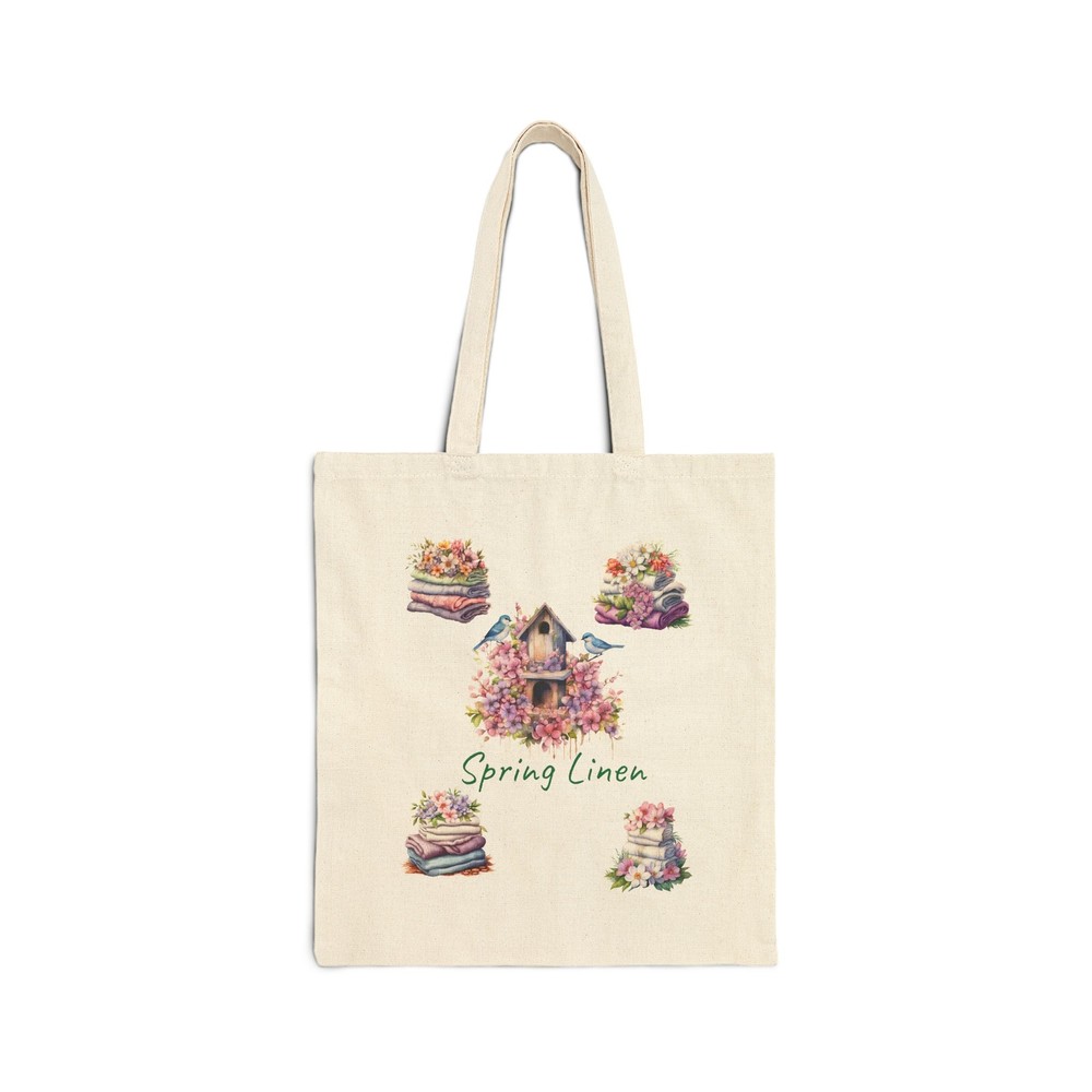 Spring Linen Eco-Friendly Cotton Canvas Tote Bag 15x16 Home Living Carryall