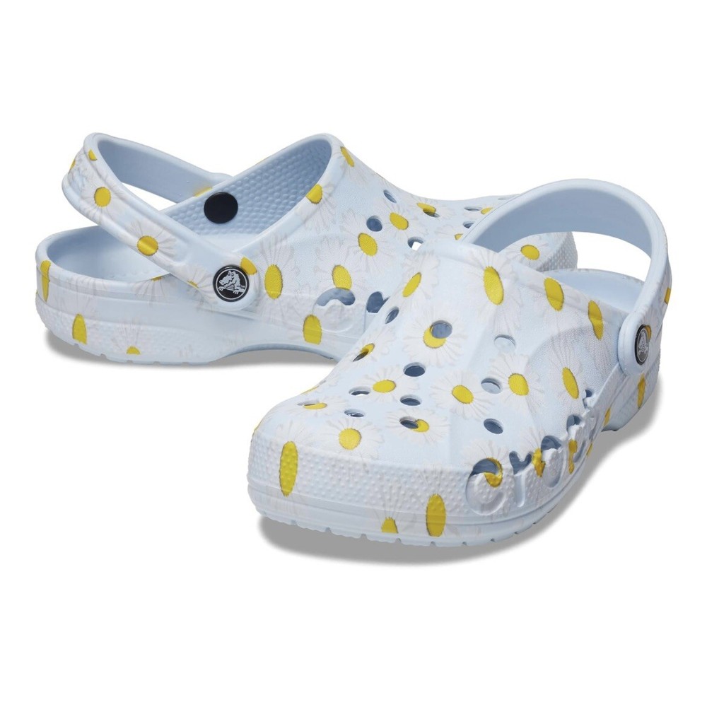 Crocs Baya Seasonal Printed Blue Daisy Floral Clog Womens Size 7 - Mens Size 5