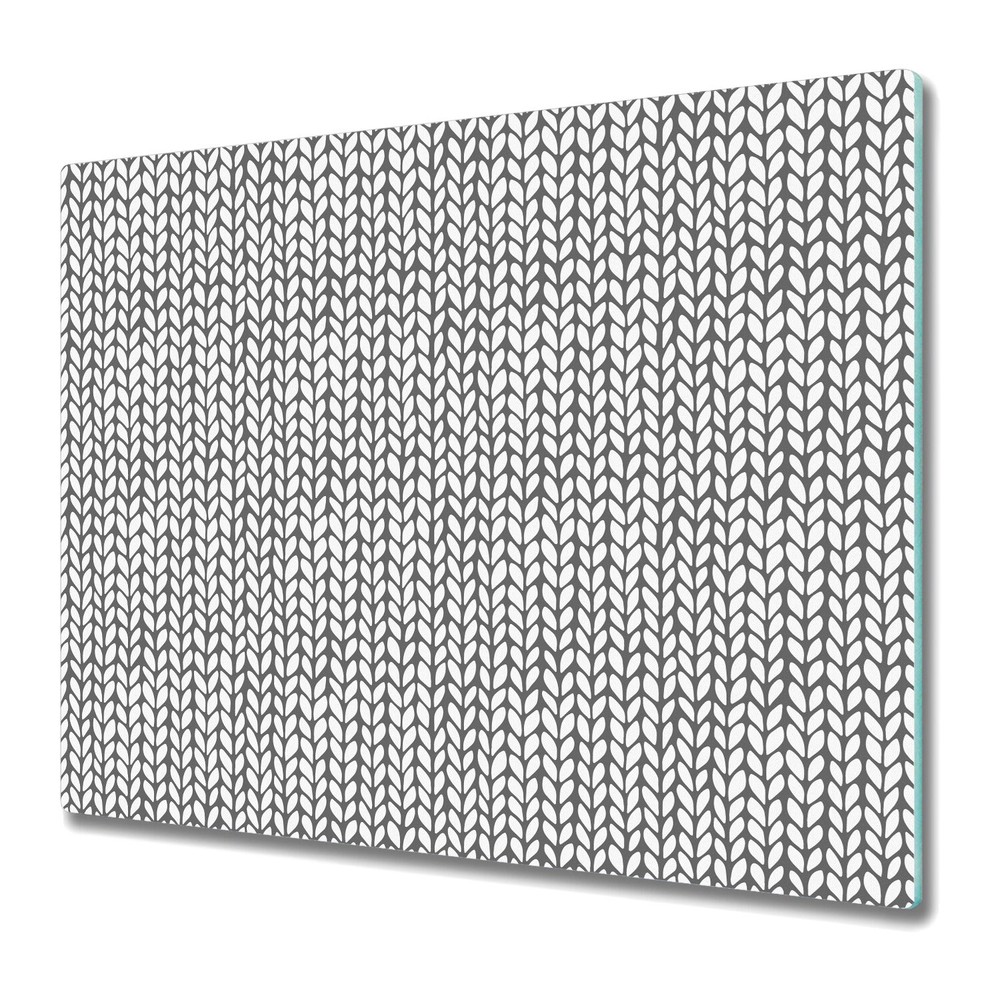 Tempered Glass Chopping Cutting Board Knit Herringbone design Modern 60x52