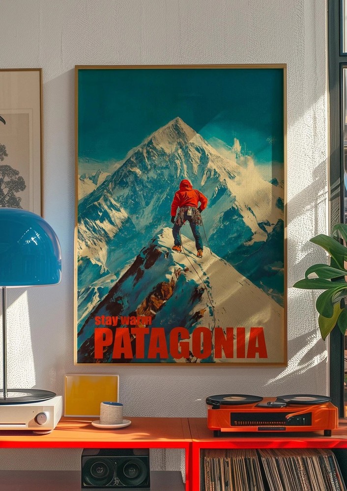 Patagonia Travel Poster – Retro Mountain Wall Art Print, Vintage Landscape