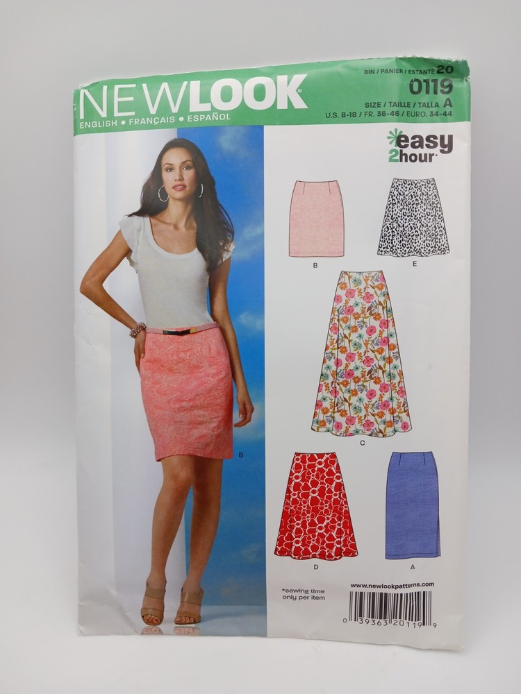 New Look Ladies Easy 2 Hour Sewing Pattern 0119 Skirts 5 Variations Size 8-18