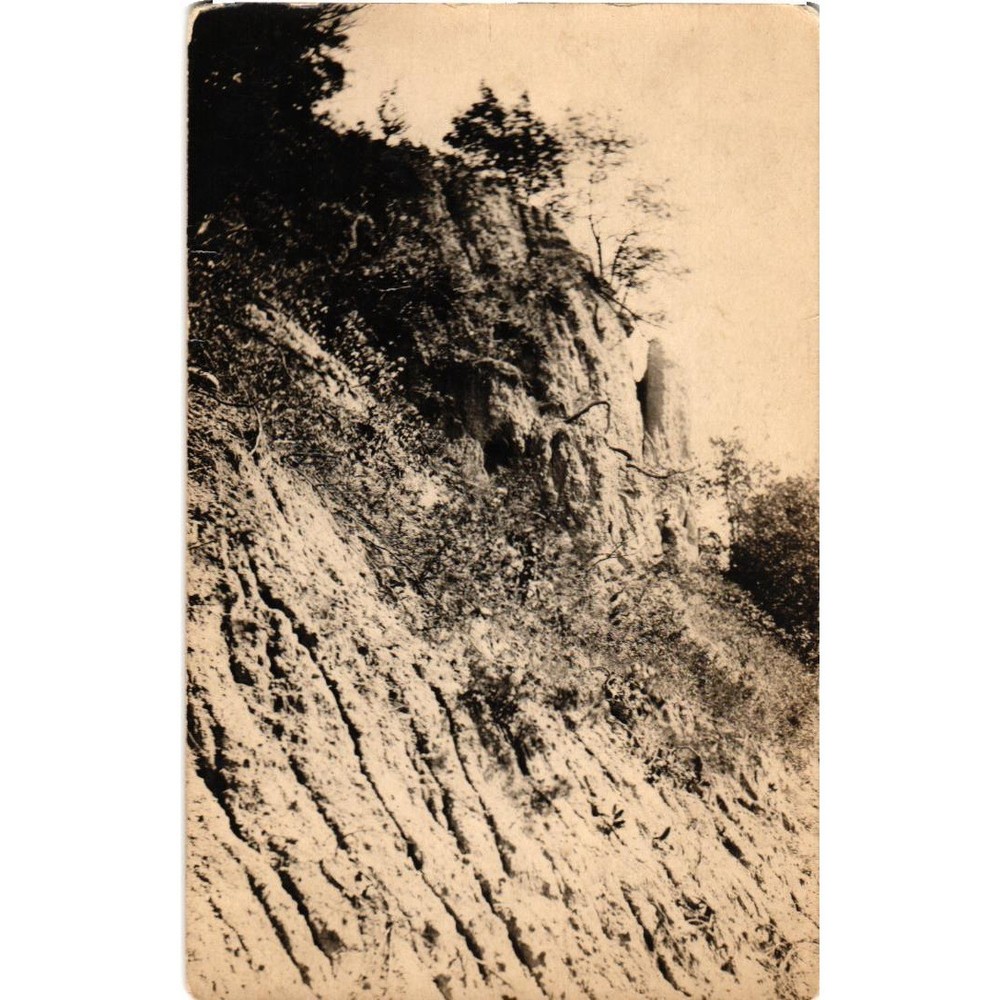 Antique RPPC Kruxo Postcard Real Photo Cliff Landscape Sepia Unposted c1910