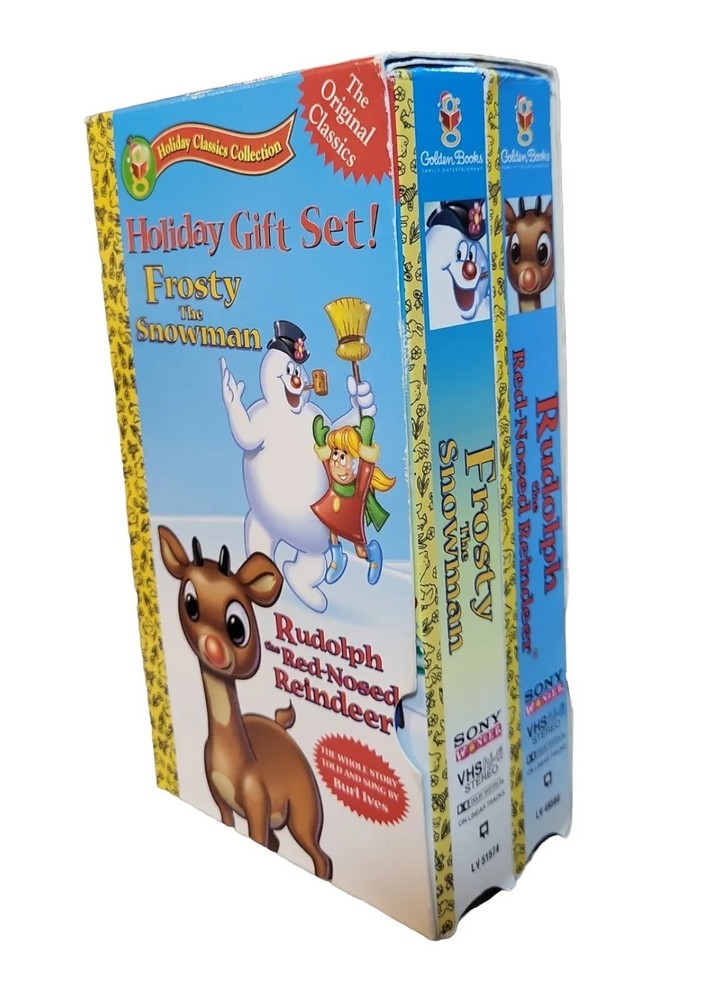 Vintage Golden Books Sony Holiday Gift Set Frosty Rudolph Vhs Tapes Videos