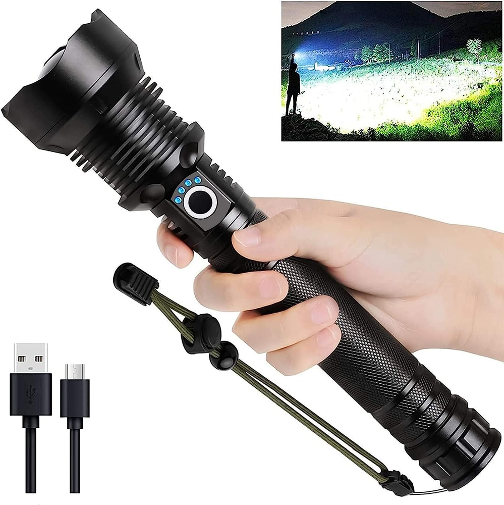 Rechargeable LED Flashlights High Lumens, 990000 Lumens Super Bright Flashlight