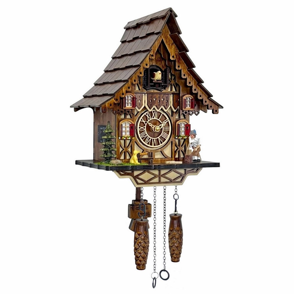 German Cuckoo Clock with 12 Melodies, Volume Control & Night Mode for Wall Art