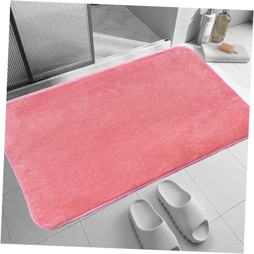 Pink Bathroom Rugs, Soft Microfiber Blush Pink Bath Mat, Non Slip Absorbent