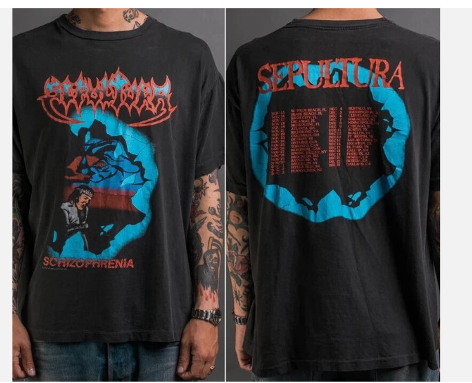 1990 Sepultura Schizophrenia Tour 2 Side T-shirt Retro Style Men Women S-5XL