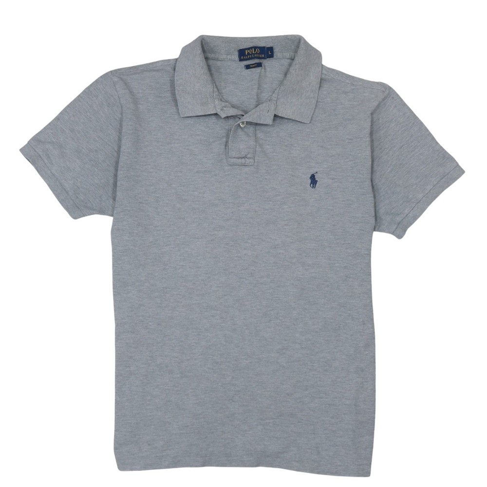 Polo Ralph Lauren Womens Polo Shirt Grey Cotton Embroidered Pony Logo Tee L
