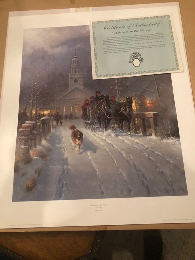 “Christmas in the Village” original signed print by G. Harvey