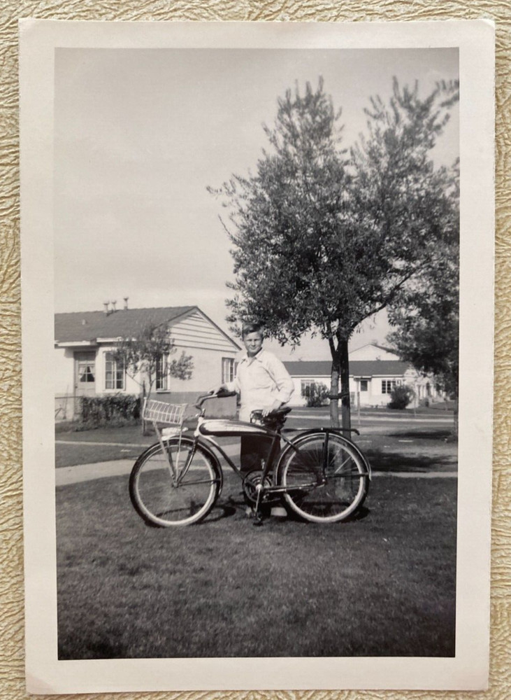 Boy and Bicycle Found Photo Vintage 5