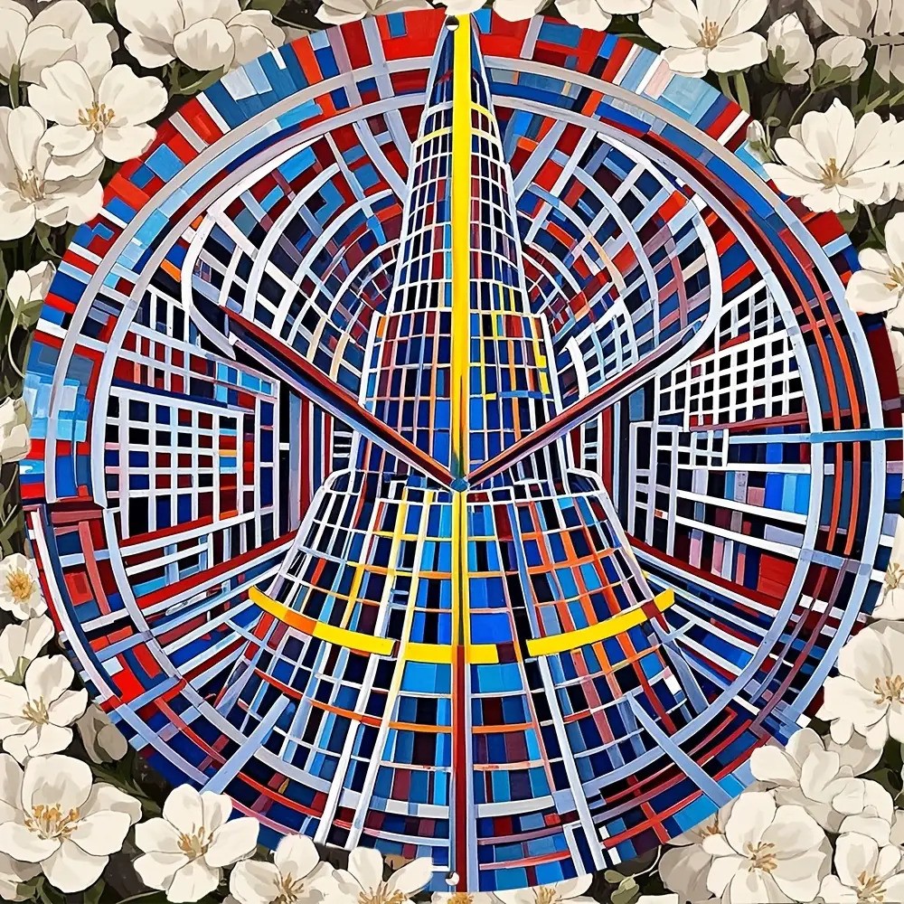 Abstract Geometric Round Metal Wall Art Multicolor Concentric